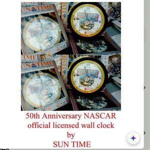 NASCAR 50TH ANNIVERSARY WALL CLOCK OFFICIALLY LICENSED by SUNTIME for NASCAR NEW